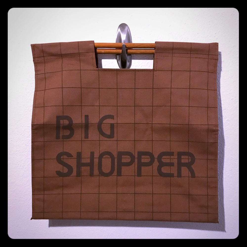 Vintage Big Shopper Canvas bag with wooden handles